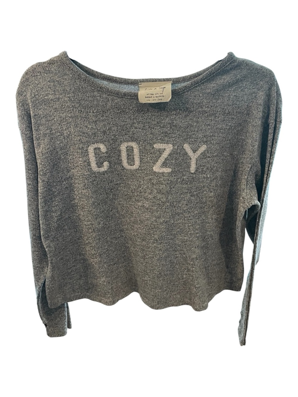 Sadie & Sage Gray 'COZY' Crewneck Sweater
